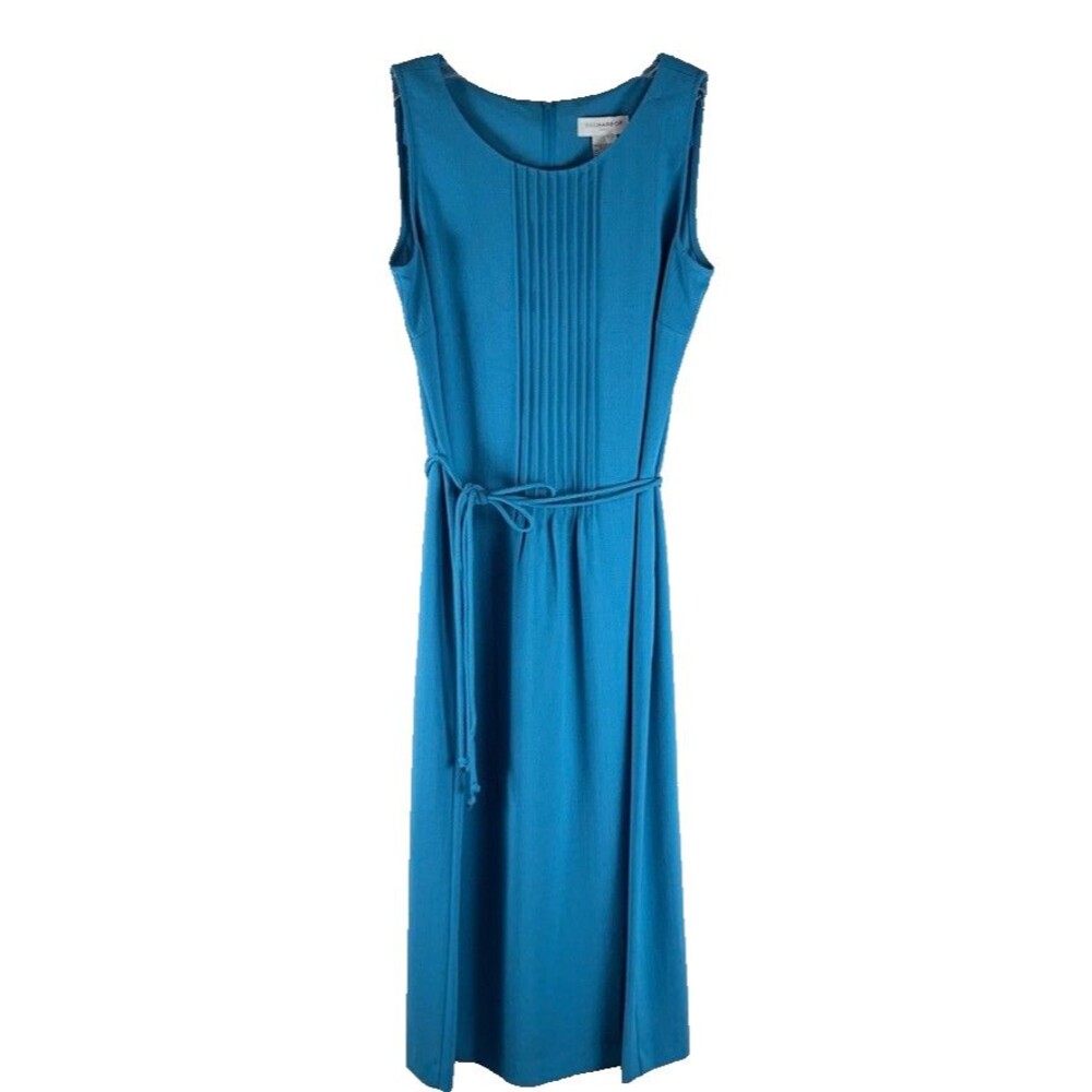 Sag Harbor Womens Vintage 12 Sleeveless Midi Dress Pleated Blue‎ 90s y2k Retro